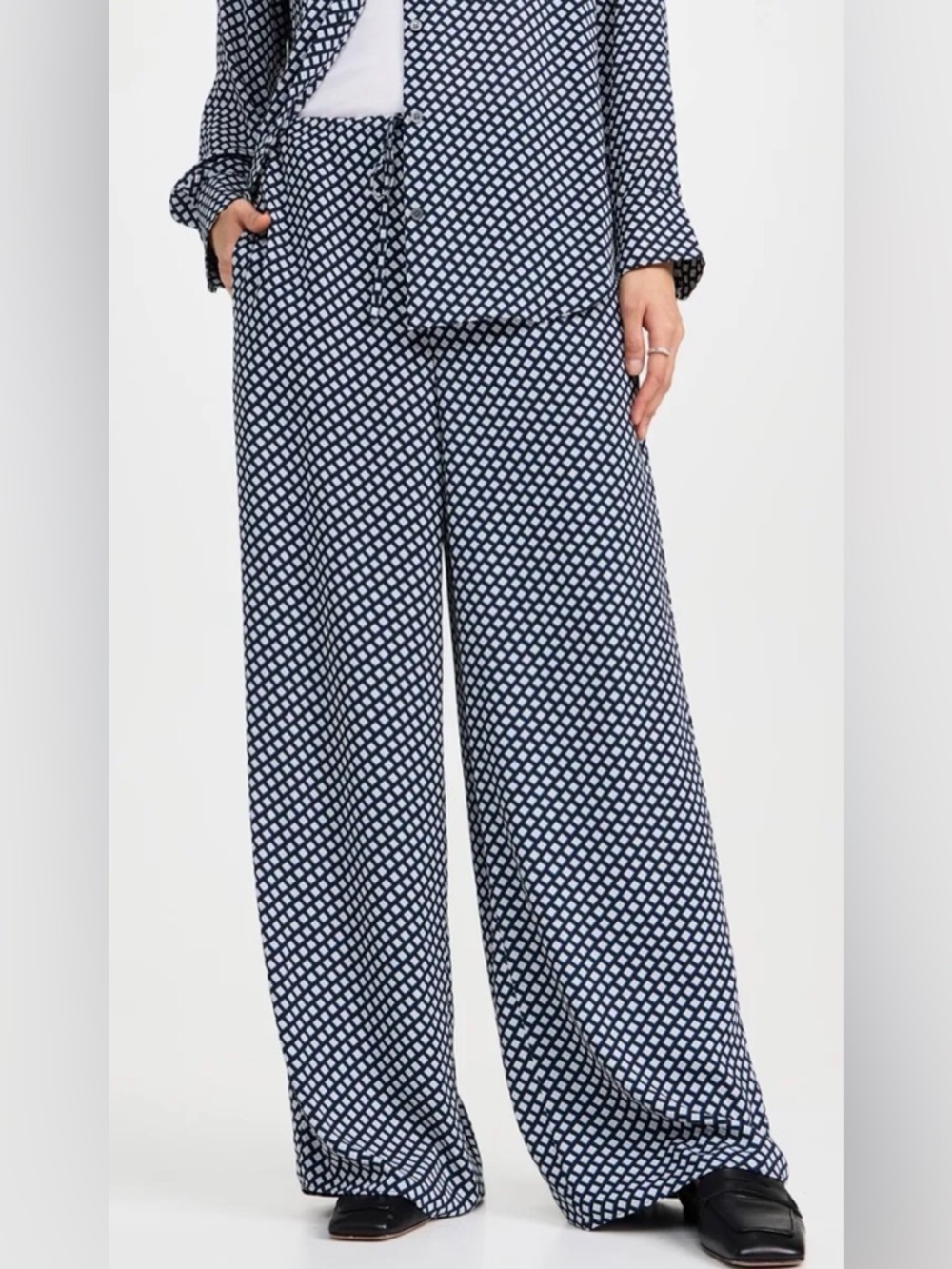 Theory Drawstring Pants – Geo Block Print – Sapphire Multi – Size S – NWT